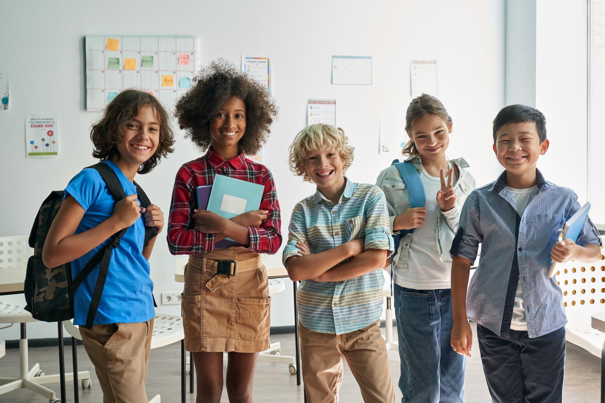 Group of children smiling together